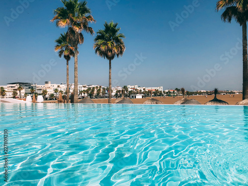 Luxury swimming pool on the beach