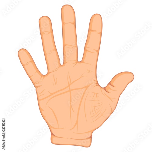 Opened palm of the hand isolated on white background, Five fingers gesture. Vector illustration