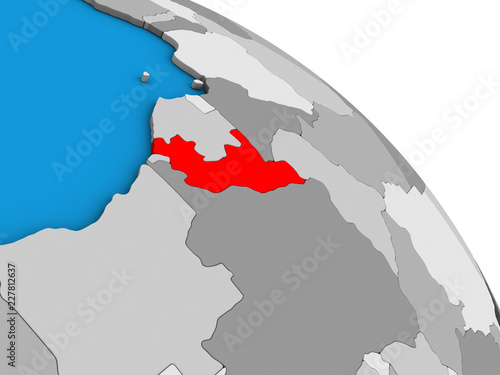 Congo on simple blue political 3D globe.