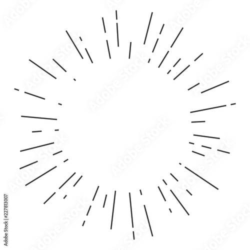 Vintage hand drawn sunburst design template isolated on white background. Vector illustration