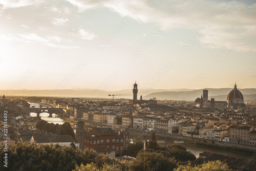Panoramic view of Florence Italy, Piazza of ​​michelangelo