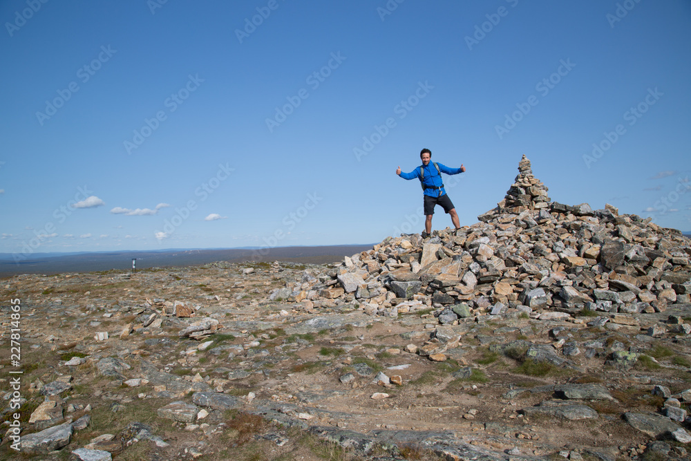 Hiker at the Kiilopää summit