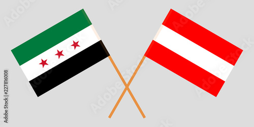 Syria and Austria opposition. The Syrian National Coalition and Austrian flags. Official colors. Correct proportion. Vector