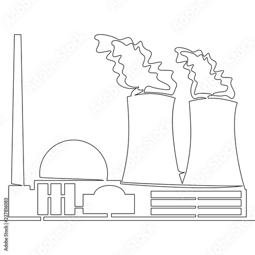 Continuous line nuclear power plant concept Vector
