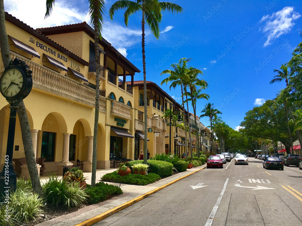 Naples, Florida, USA - July 24, 2016: Luxury shops on 5th Avenue in Naples