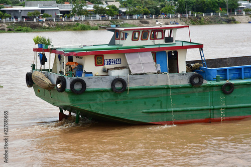 Chau Doc; Socialist Republic of Vietnam - august 19 2018 : boat