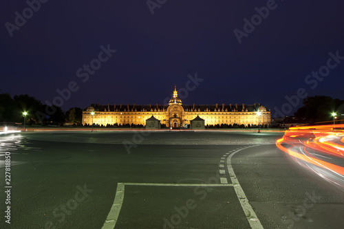 Les Invalides (The National Residence of the Invalids) at night - Paris, France photo