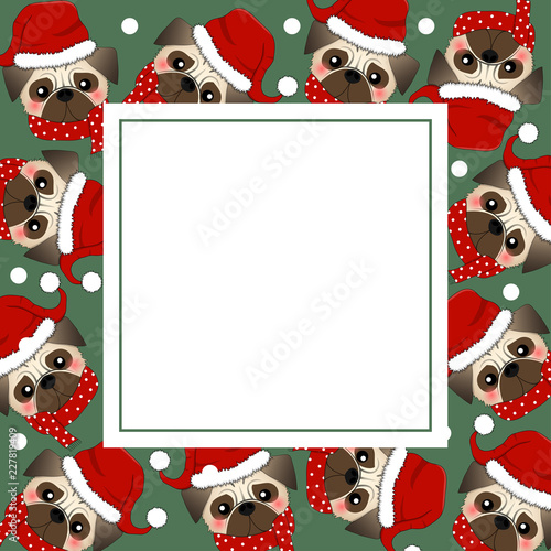 Pug Santa Claus Dog with Re...