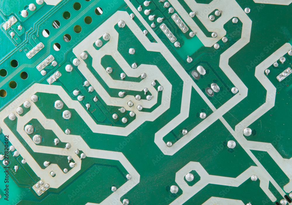 Computer circuit board, close up.