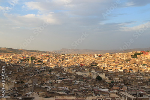 Panoramic view of Fes at sunset