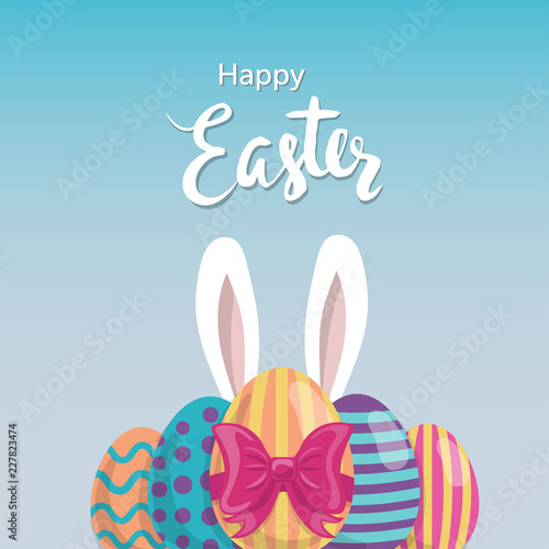 Wallpaper Mural Easter vector illustration with Easter bunny and decorated eggs. Torontodigital.ca