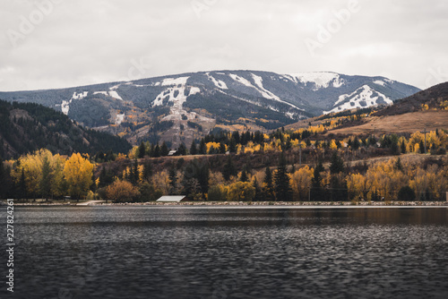 Beaver Creek seen from Nottingham Lake in Avon during Autumn. 