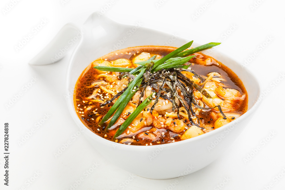 Miso soup in white bowl. Miso soup in white bowl.