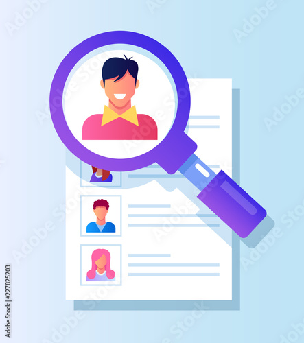 Company agency finding professional workers. Recruitment employee hiring people head hunter concept. Vector flat cartoon graphic design illustration isolated icon