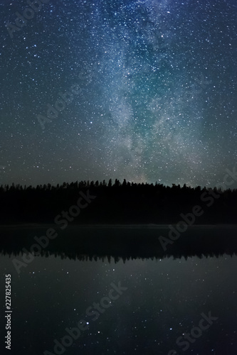 Milky way and stars above lake