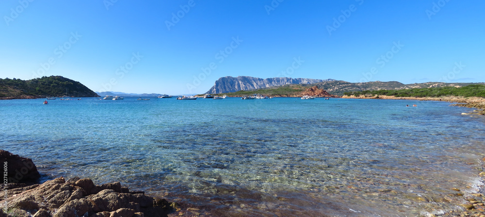 Panoramic view of the Mediterranean Sea at Capo Coda Cavallo, Sardinia, Italy