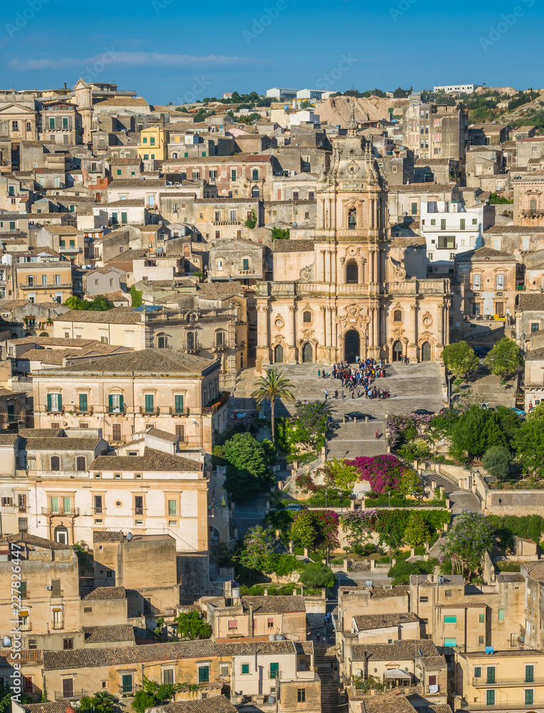 Panoramic view in Modica, amazing city in the Province of Ragusa, in the italian region of Sicily (Sicilia), Italy.