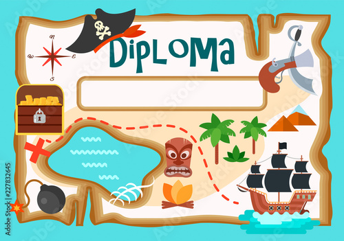 Diploma Treasure Island Map.
