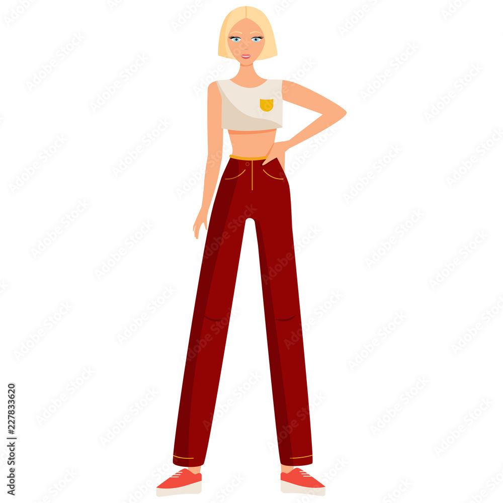 fashionable modern girl in beautiful multi-colored clothes. fashionable modern girl in beautiful multi-colored clothes.