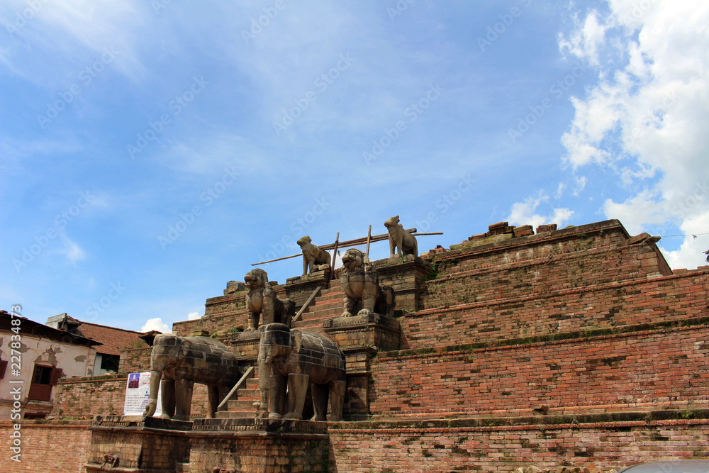 The details of broken temples around Bhaktapur Durbar Square (under reconstruction)