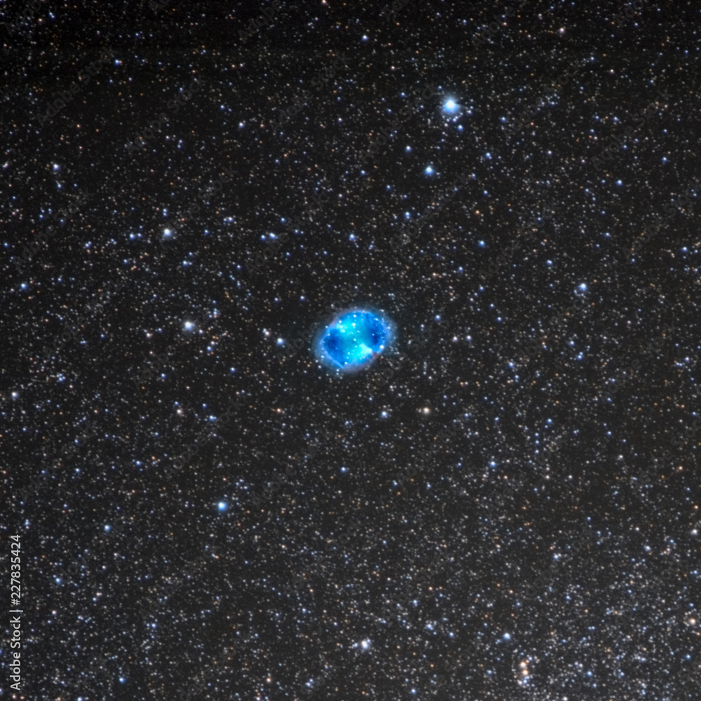 M27, Dummbbell galaxy in a clear sky in Entzia, Spain