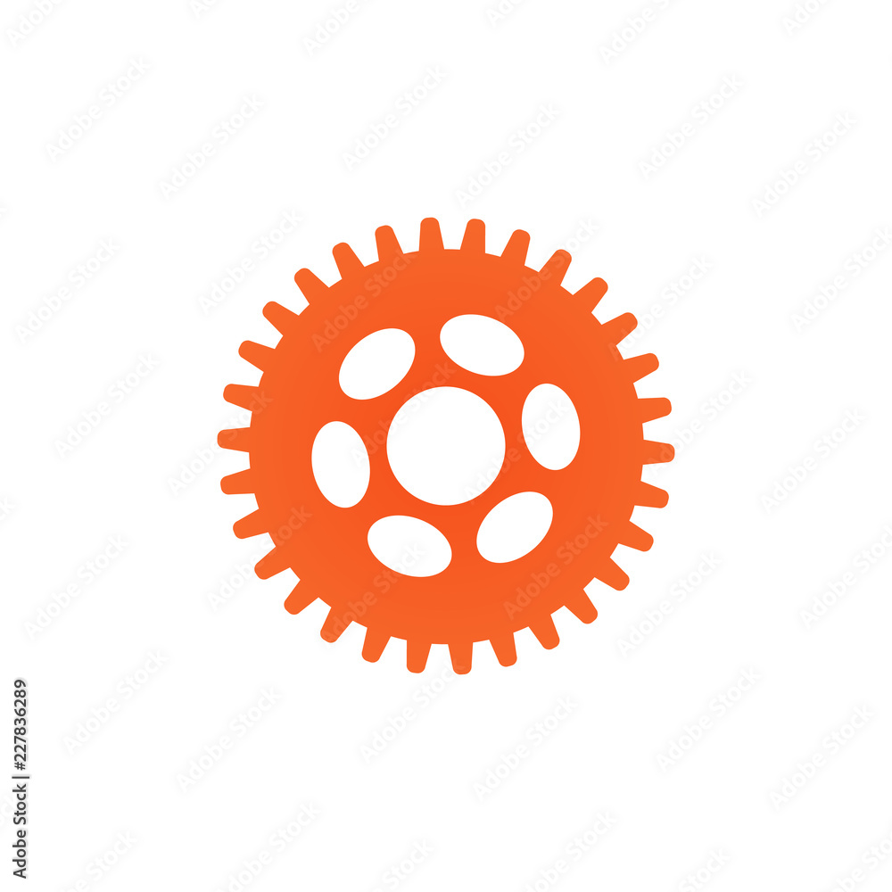 gear Icon vector. Simple flat symbol. Perfect orange pictogram illustration on white background gear Icon vector. Simple flat symbol. Perfect orange pictogram illustration on white background