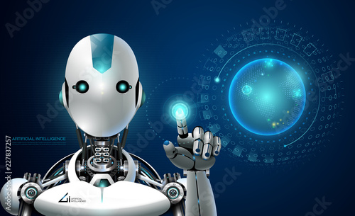 robot artificial intelligence technology smart lerning hologram interface monitor by ai technology industrial 4.0 control
