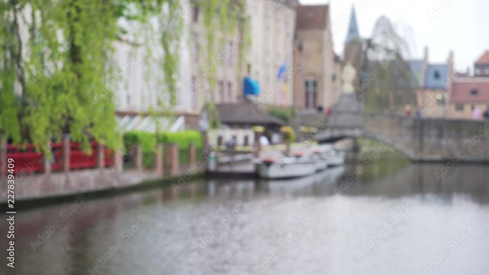 Panning out of focus background plate of canal in Bruges for compositing Panning out of focus background plate of canal in Bruges for compositing