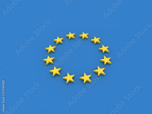 Symbol of the European Union on a blue background. 3d rendering.