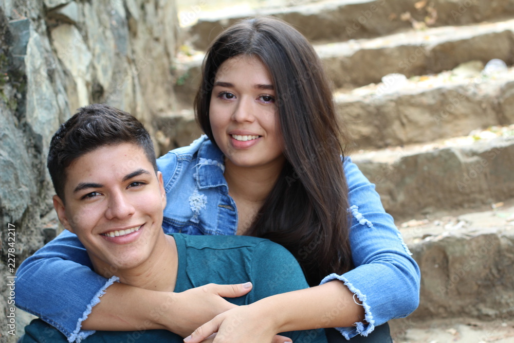 Naklejka premium Two youngsters falling in love 