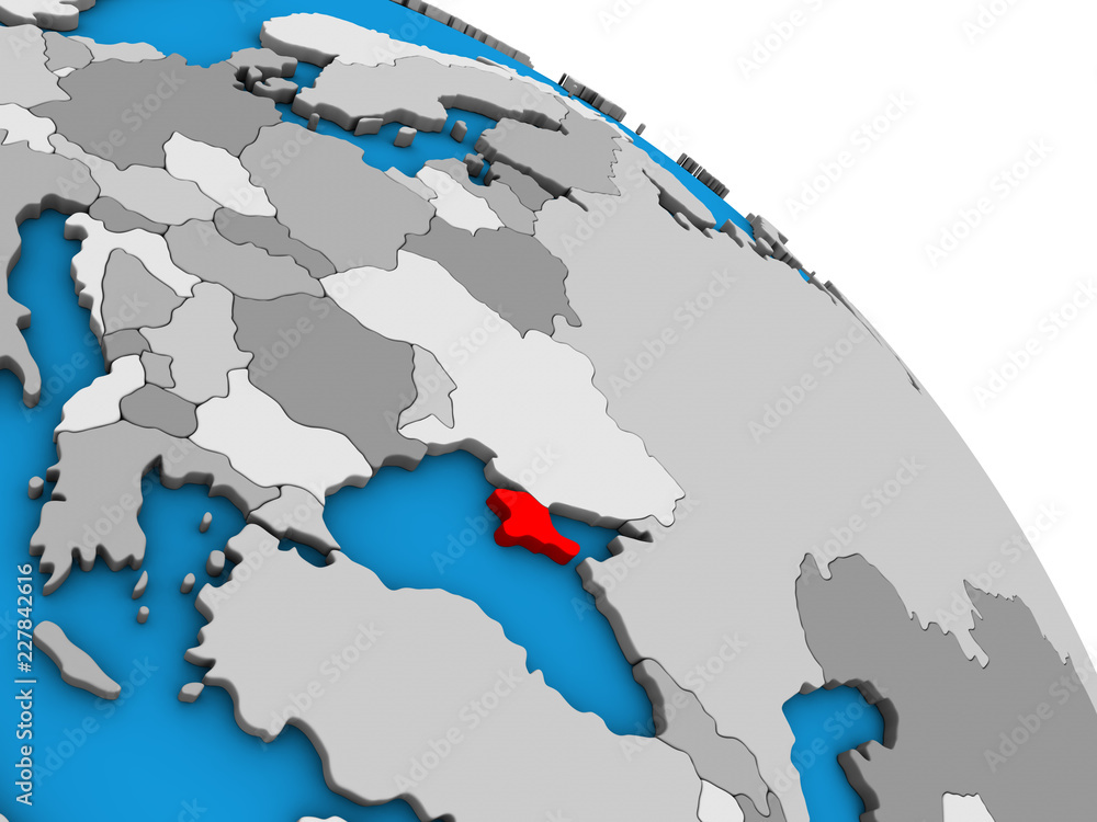 Crimea on simple blue political 3D globe.