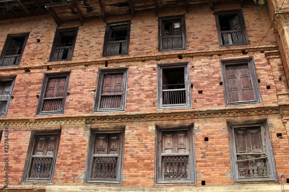 The interesting architecture of a house: doors, walls, and windows around Dhulikhel old town