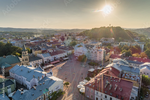 Sanok main square aerial view