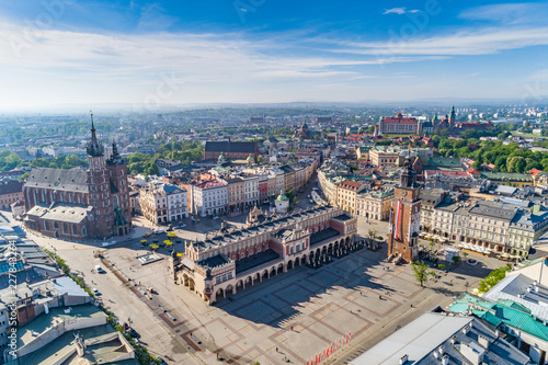 Krakow main square aerial view