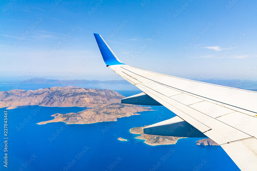 Fototapeta premium Greek islands from the airplane window