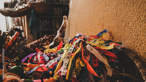 Famous colored ribbons of Bonfim  in the Brazilian city of Salvador de Bahia.