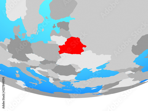 Belarus on simple political globe.