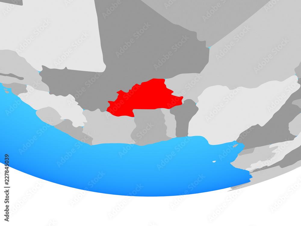 Fototapeta premium Burkina Faso on simple political globe.