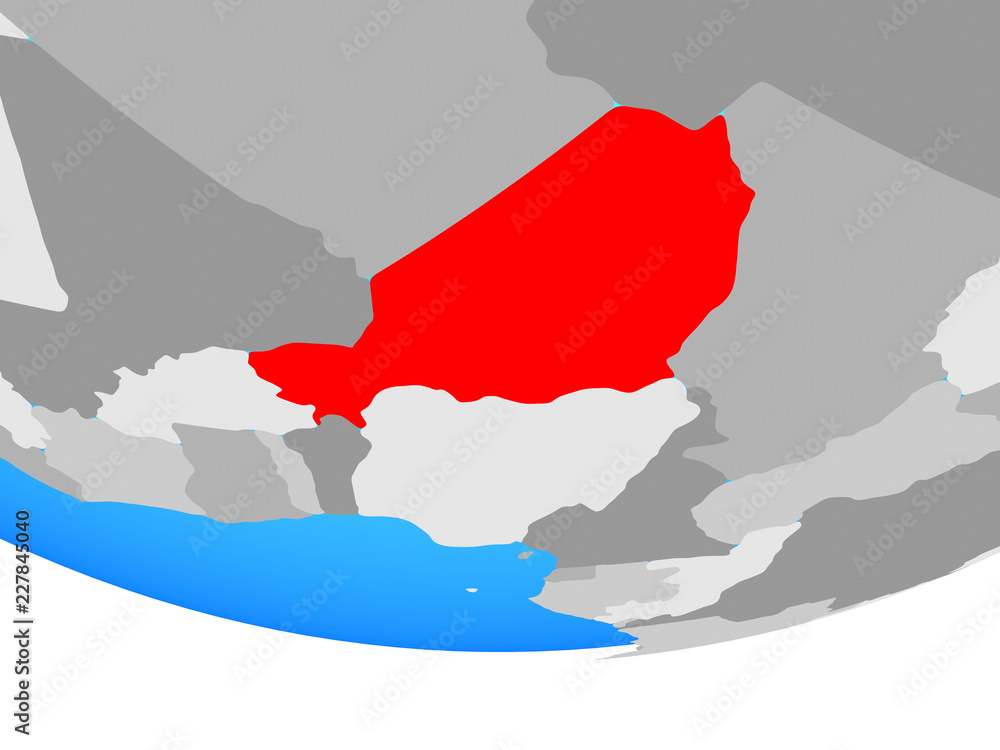 Fototapeta premium Niger on simple political globe.