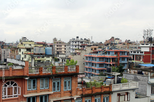 The typical buildings and tenements (including the prayer flags) around Kathmandu