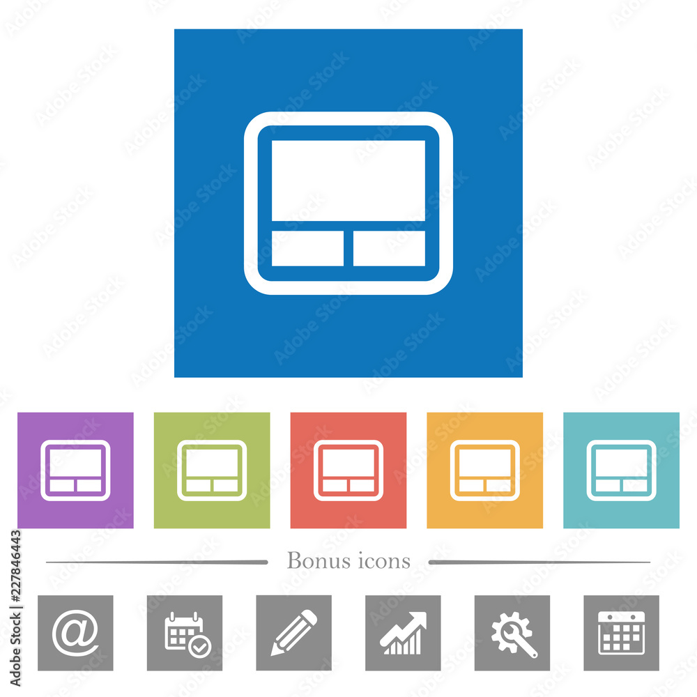 Laptop touchpad flat white icons in square backgrounds Laptop touchpad flat white icons in square backgrounds