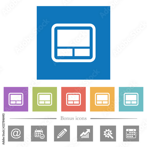 Laptop touchpad flat white icons in square backgrounds