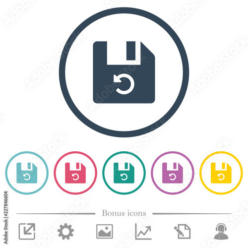 Undo last file operation flat color icons in round outlines