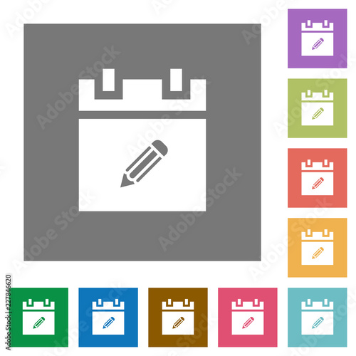 Edit schedule item square flat icons