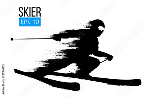 Silhouette of a skier jumping isolated. Vector illustration