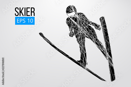 Silhouette of a skier jumping isolated. Vector illustration