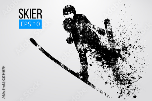 Silhouette of a skier jumping isolated. Vector illustration