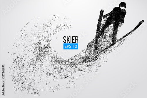 Silhouette of a skier jumping isolated. Vector illustration