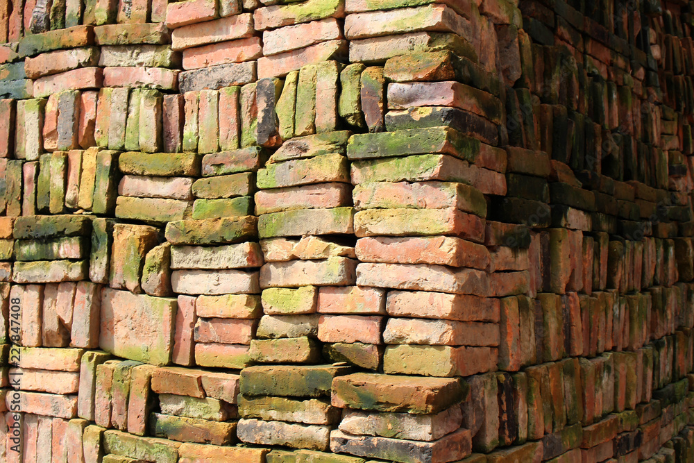 Stacks of Nepali bricks well arranged in Bhaktapur Stacks of Nepali bricks well arranged in Bhaktapur