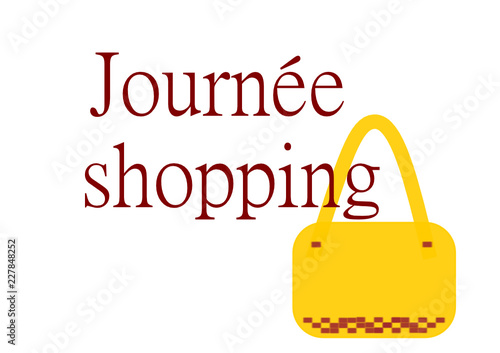 journée shopping,sur fond blanc